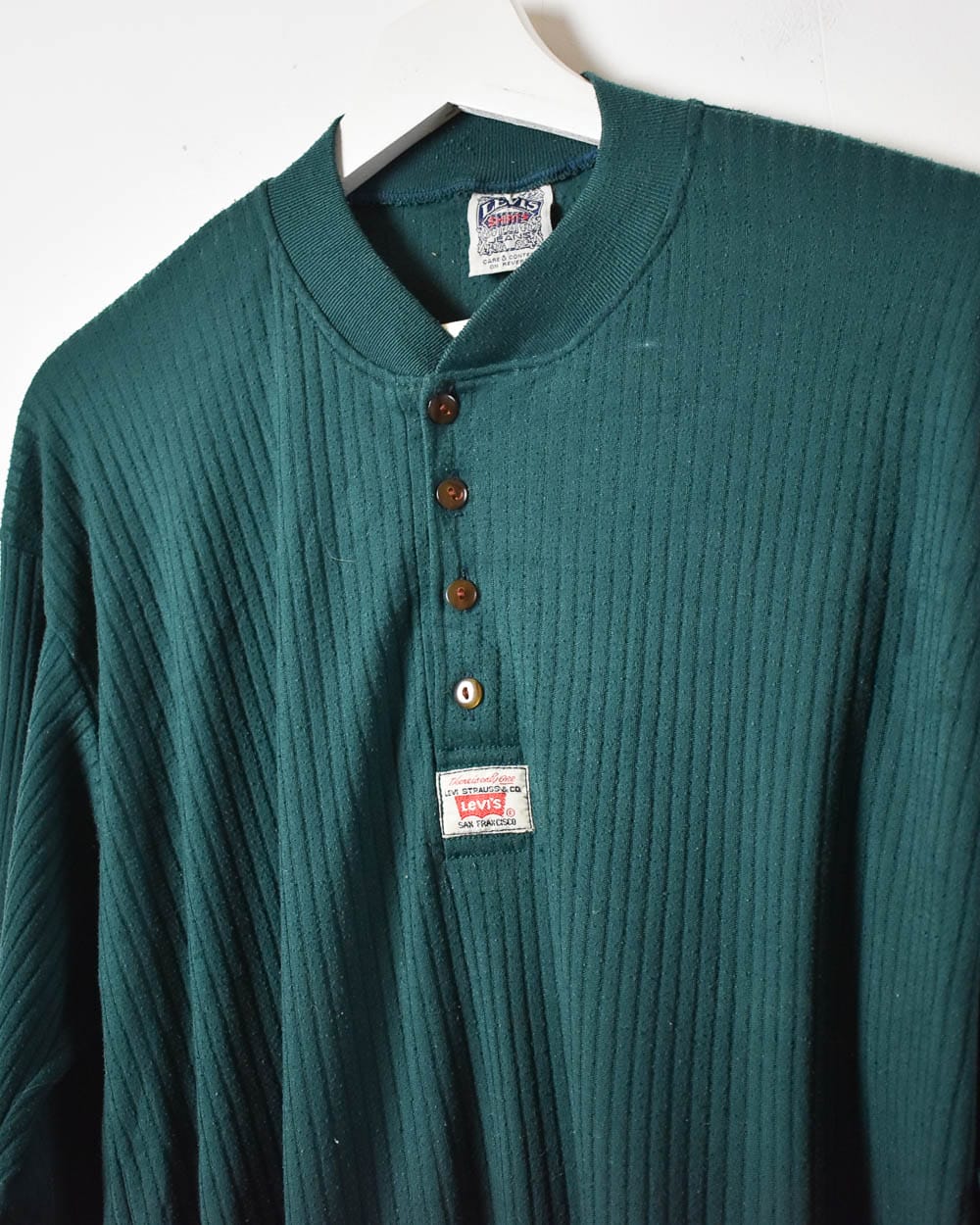 Green Levi's Textured Long Sleeved T-Shirt - Large