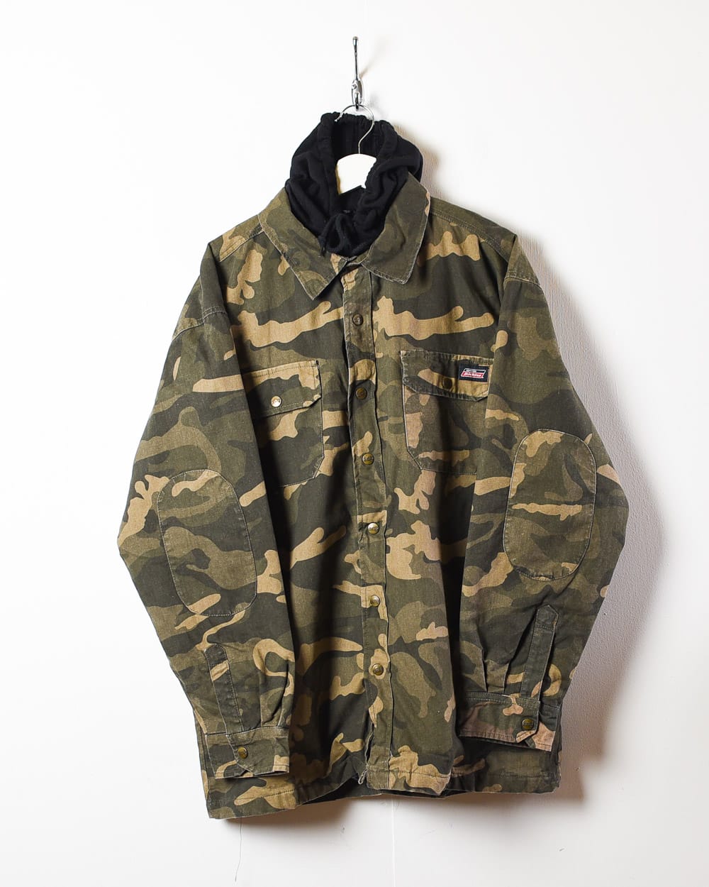 Khaki Dickies Padded Camo Hooded Overshirt Jacket - X-Large