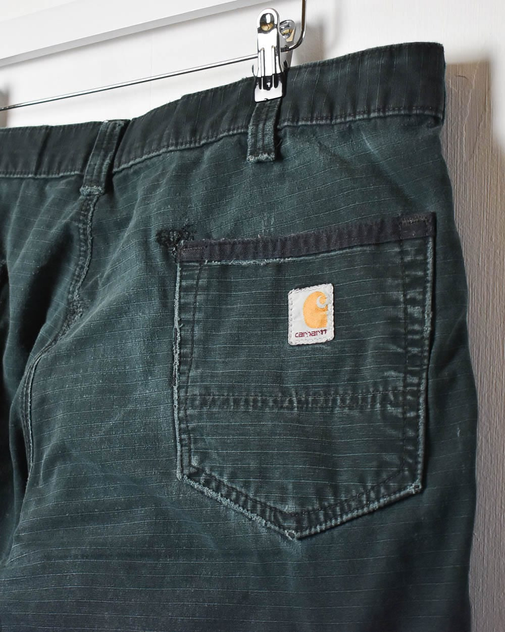 Black Carhartt Distressed Double Knee Cargo Jeans - W38 L30