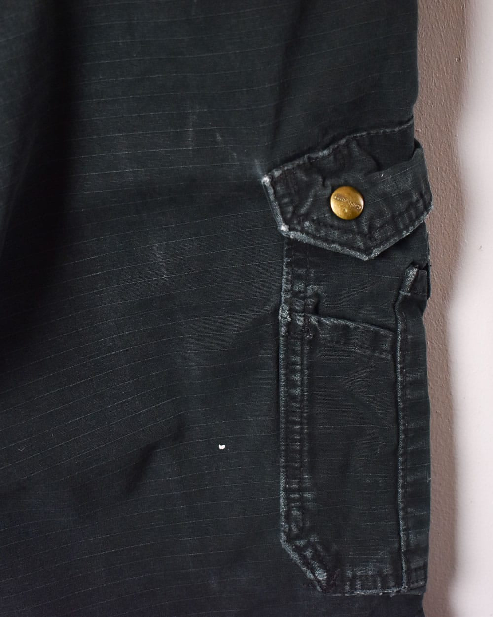 Black Carhartt Distressed Double Knee Cargo Jeans - W38 L30