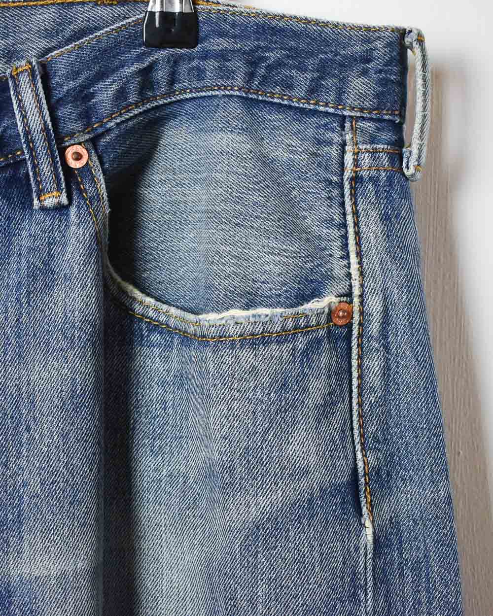 Blue Levi's Distressed 501 Jeans - W38 L32