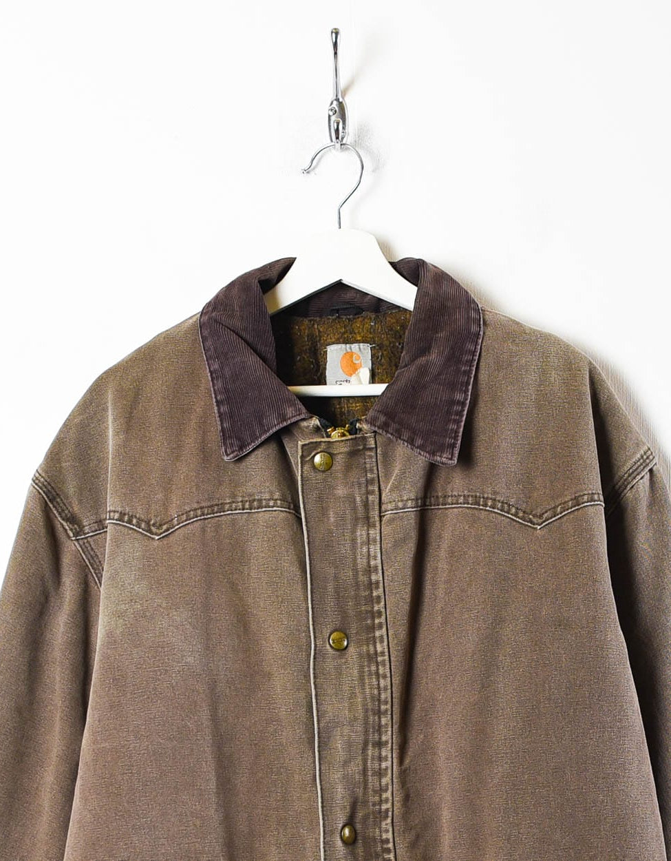 Brown Carhartt Flannel Lined Chore Jacket - X-Large