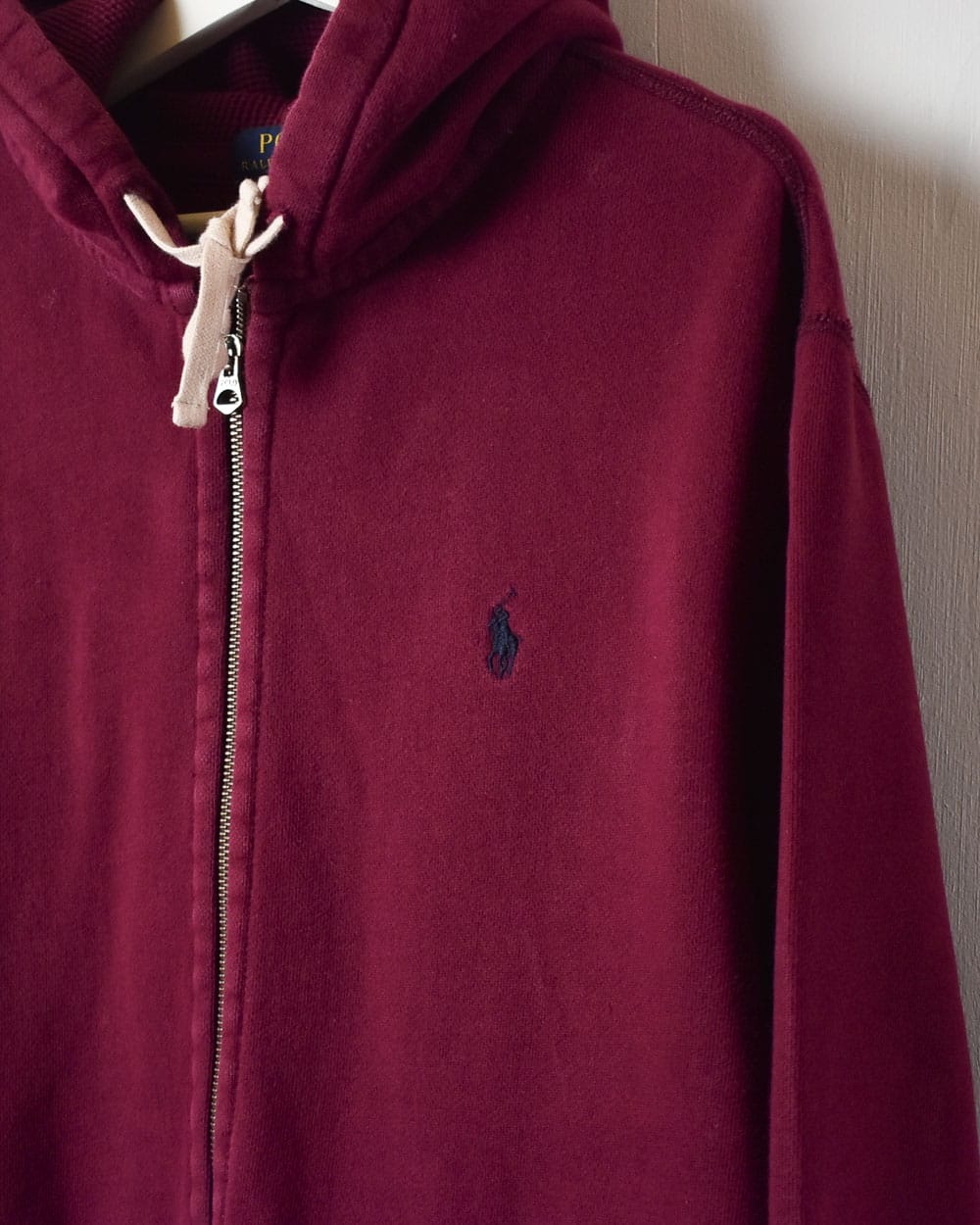 Maroon Polo Ralph Lauren Zip-Through Hoodie - Large
