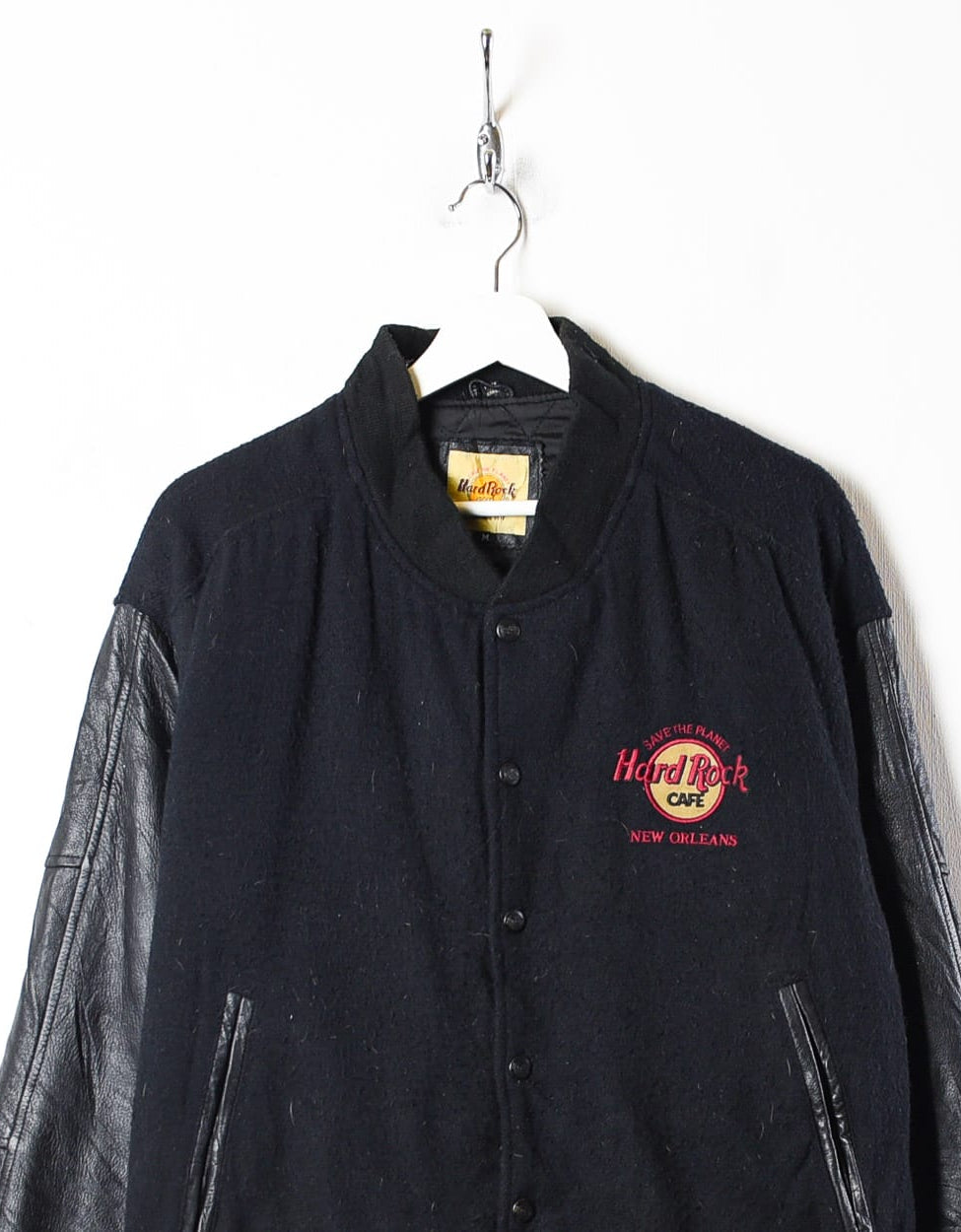 Blue Hard Rock Café Leather Varsity Jacket - Medium