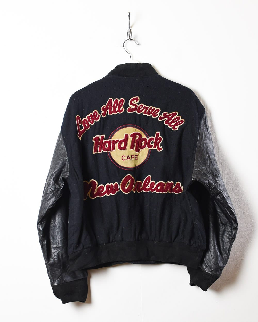 Blue Hard Rock Café Leather Varsity Jacket - Medium