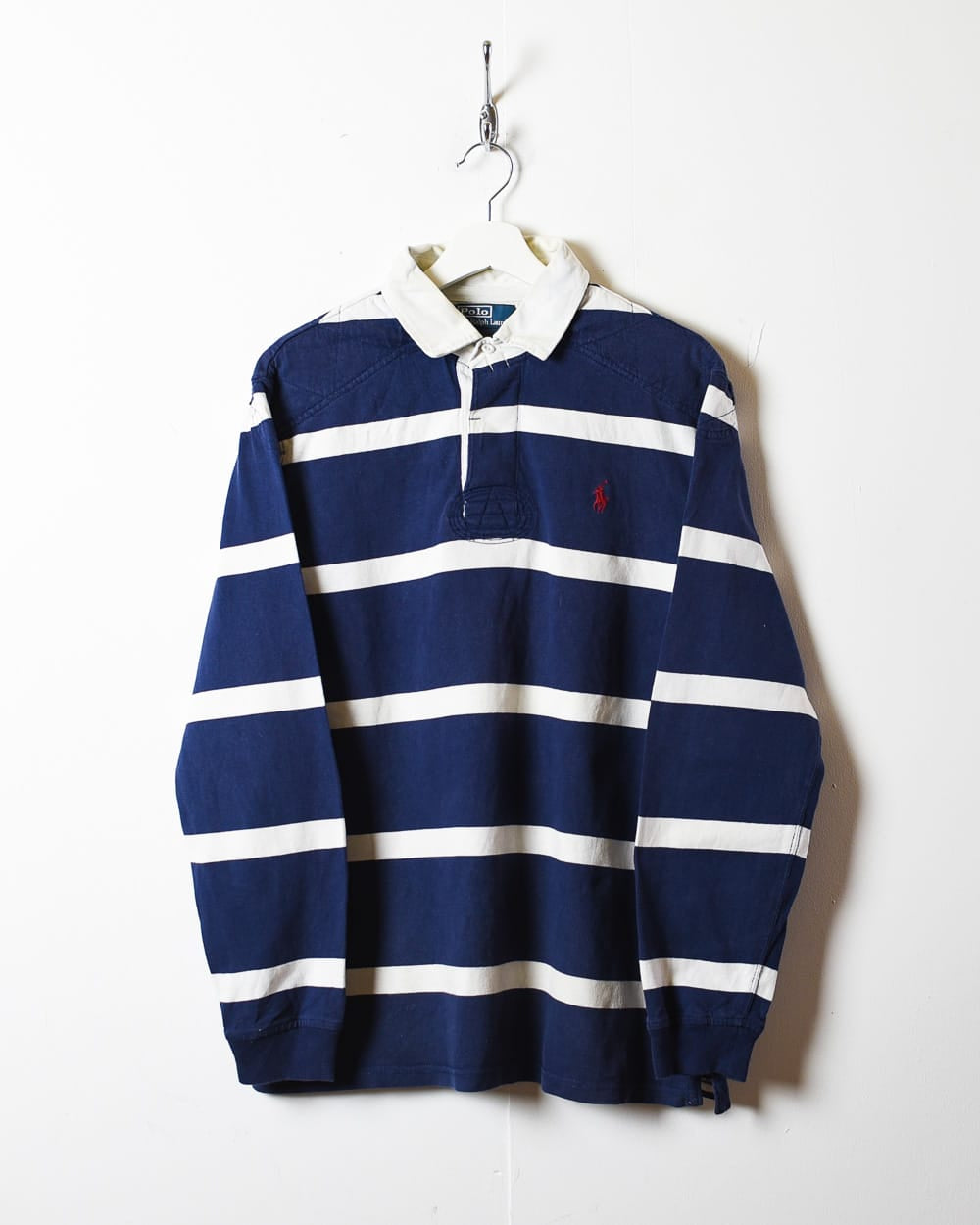 Navy Polo Ralph Lauren Striped Rugby Shirt - Large