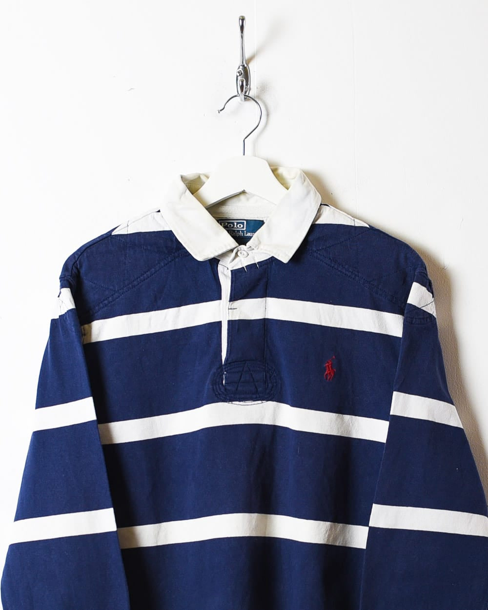 Navy Polo Ralph Lauren Striped Rugby Shirt - Large