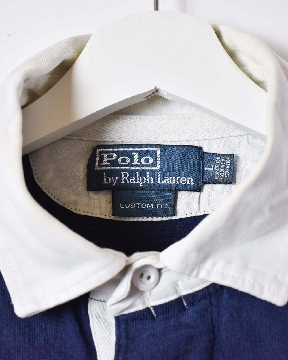 Navy Polo Ralph Lauren Striped Rugby Shirt - Large