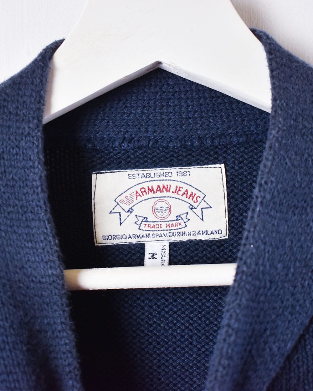 Armani Jeans 1/4 Button Knitted Sweatshirt - Small - Domno Vintage