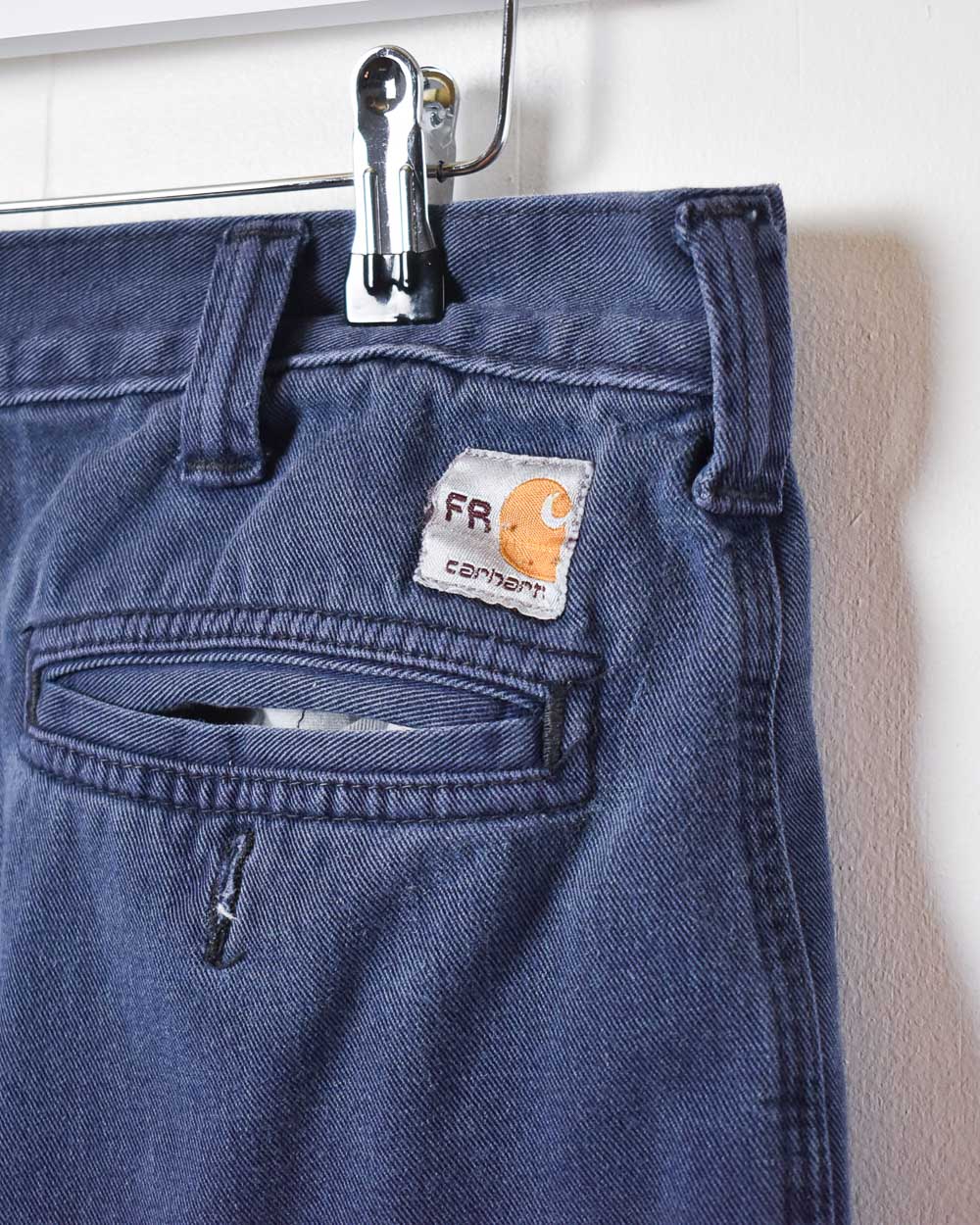 Navy Carhartt FR Worn Jeans - W34 L28