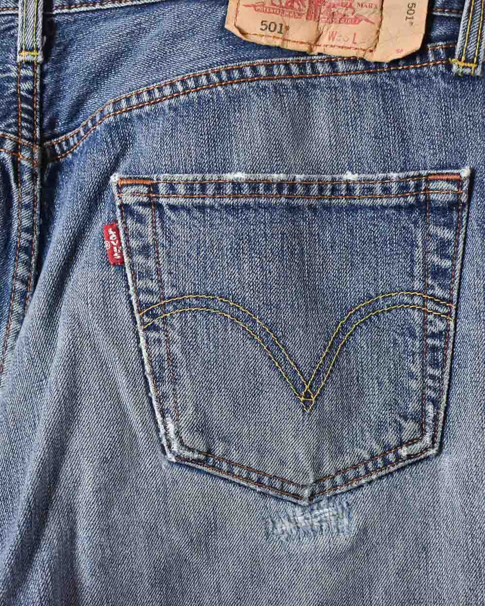Blue Levi's Distressed 501 Jeans - W36 L31