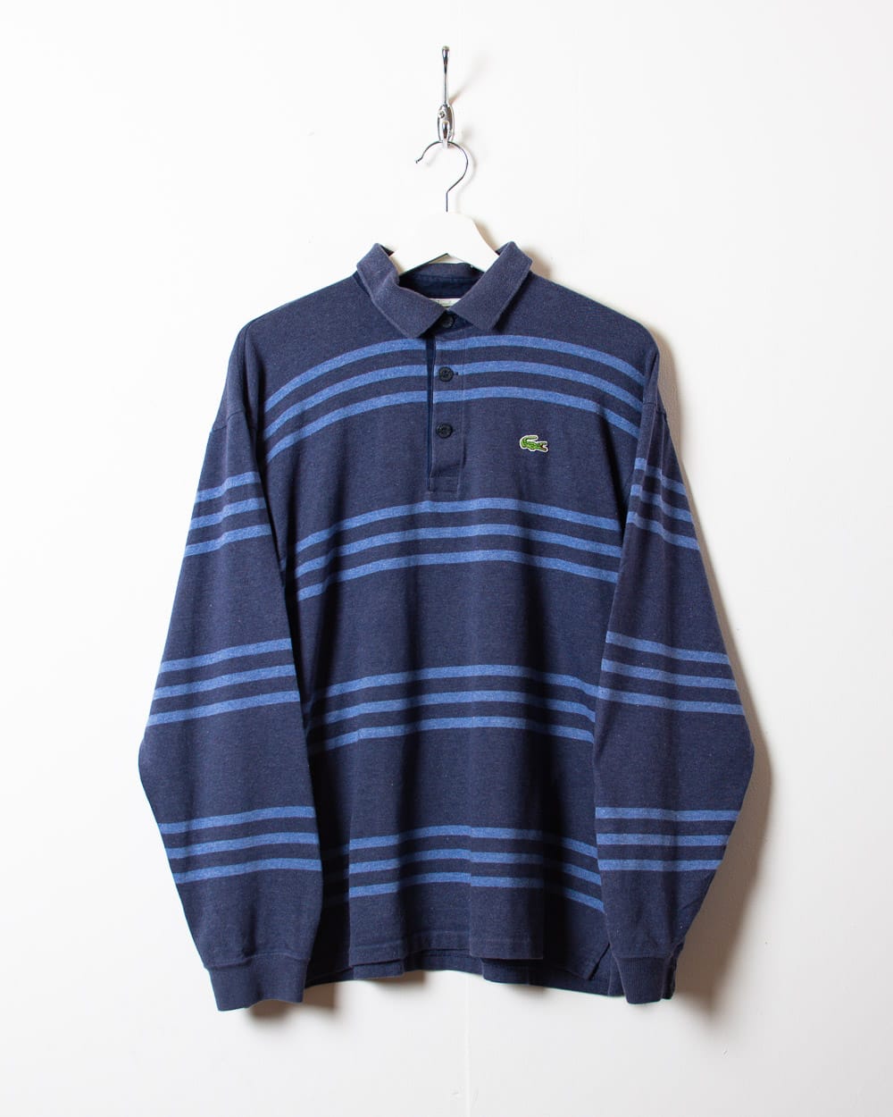 Navy Chemise Lacoste Striped Rugby Shirt - Medium