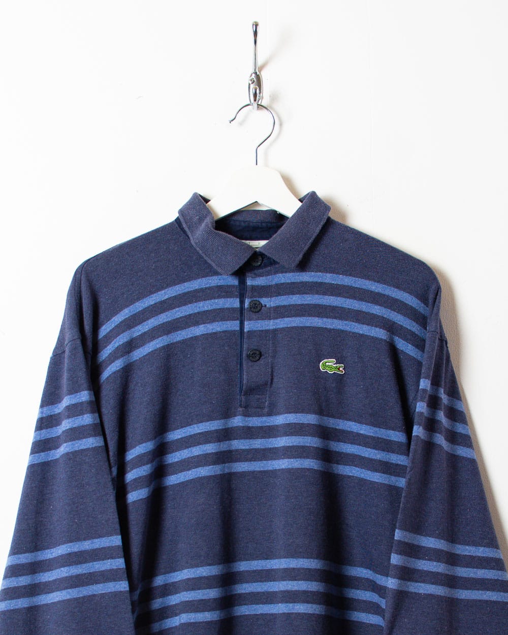 Navy Chemise Lacoste Striped Rugby Shirt - Medium