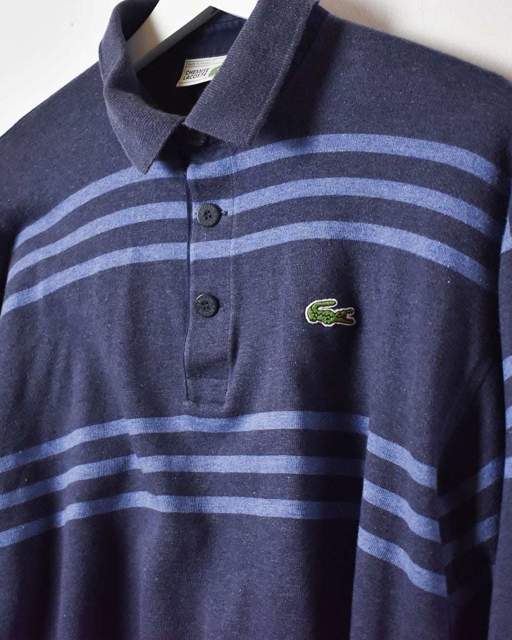 Navy Chemise Lacoste Striped Rugby Shirt - Medium