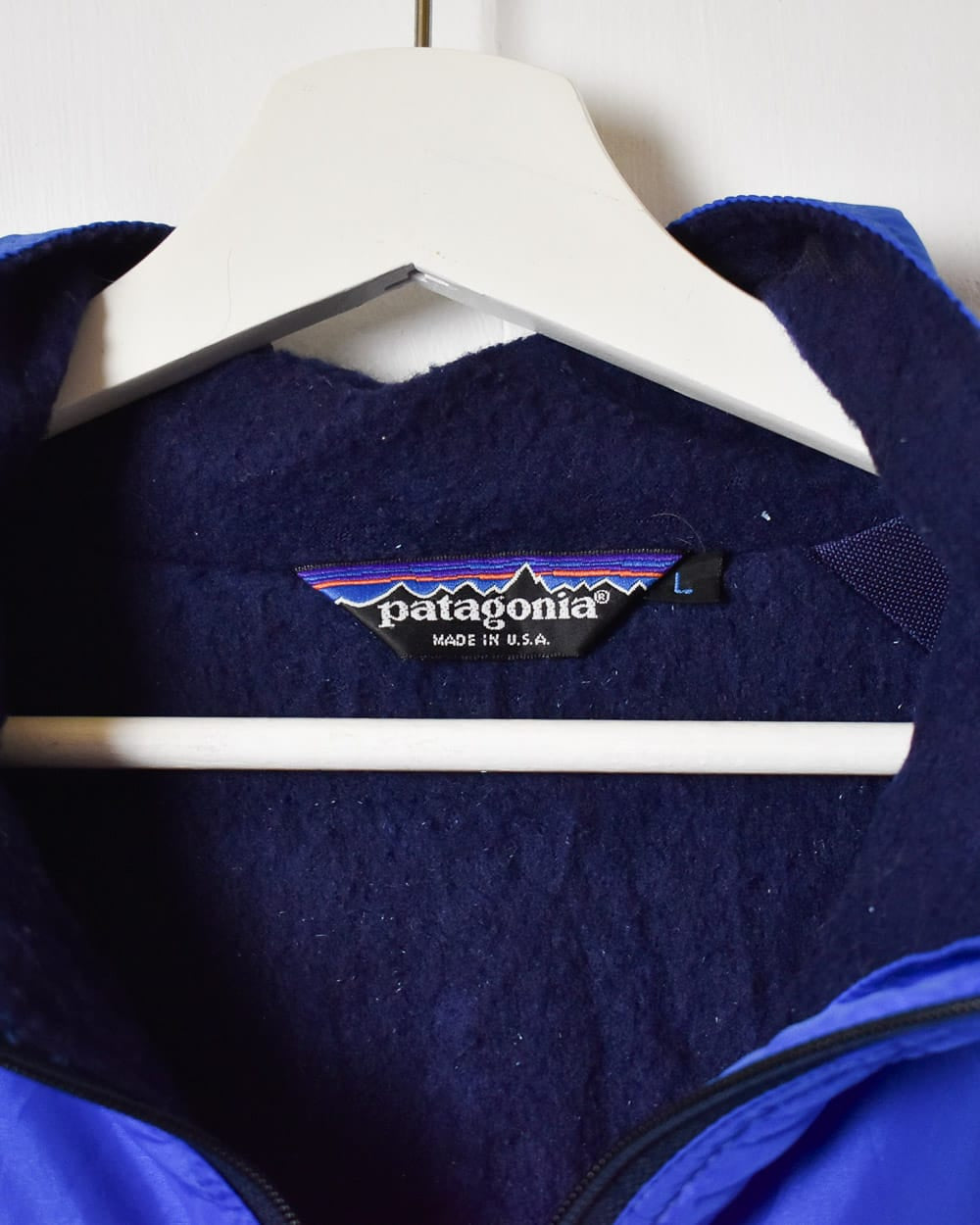 Blue Patagonia Fleece Lined Windbreaker Jacket - Large