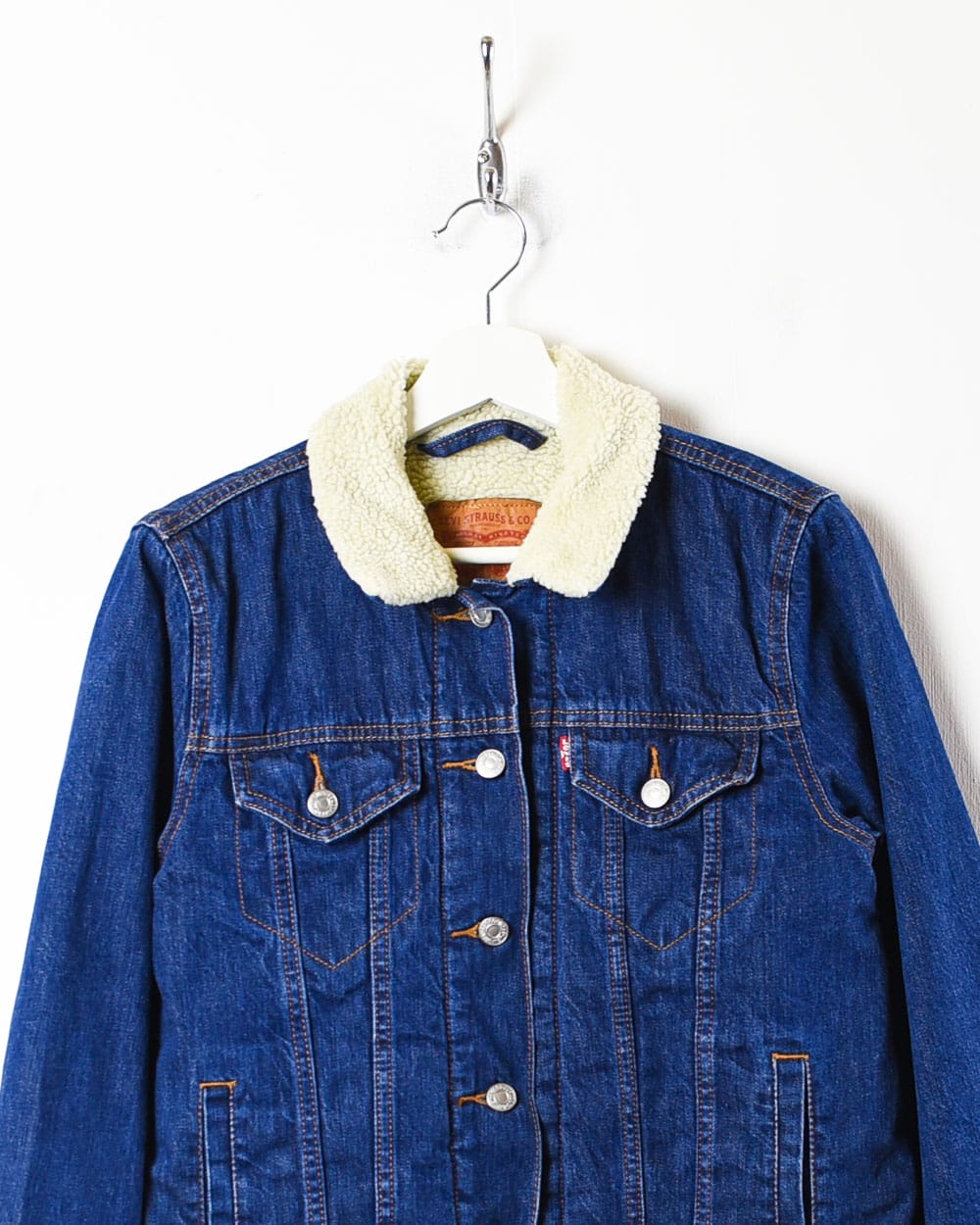 Levi's Custom Art Sherpa Fleece Lined Denim Jacket - Small Women's - Domno Vintage