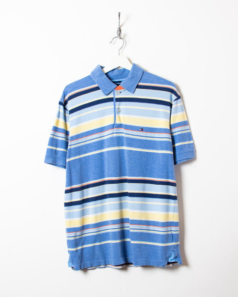 tiggeri bungee jump Tæl op Vintage 00s BabyBlue Tommy Hilfiger Striped Polo Shirt - Medium Cotton–  Domno Vintage