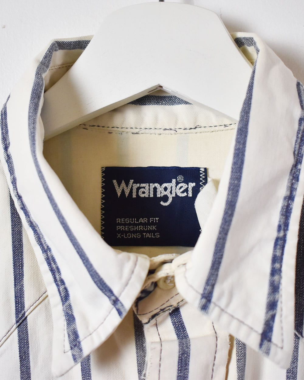 White Wrangler Striped Shirt - Large