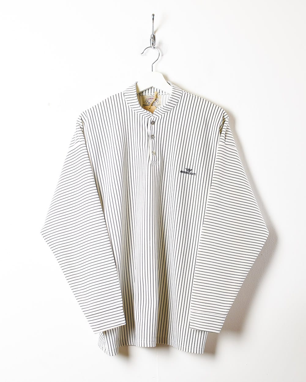 Armani Jeans Striped 1/4 Button Top - Large - Domno Vintage