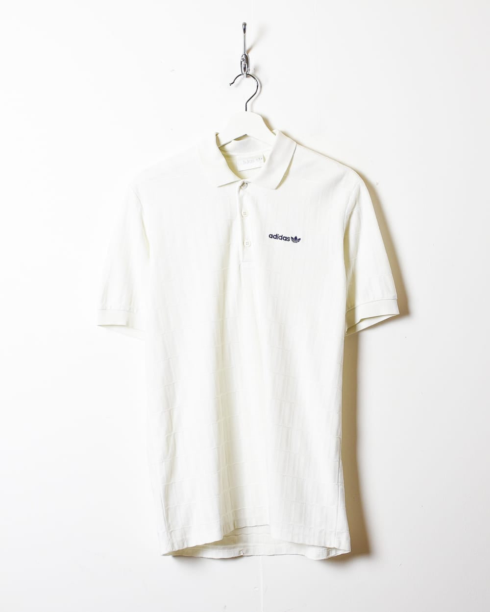White Adidas Textured Polo Shirt - Large