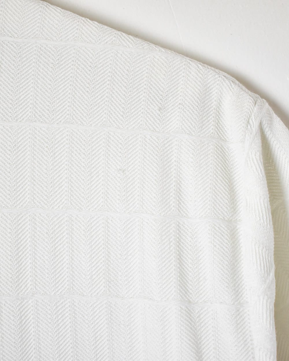 White Adidas Textured Polo Shirt - Large