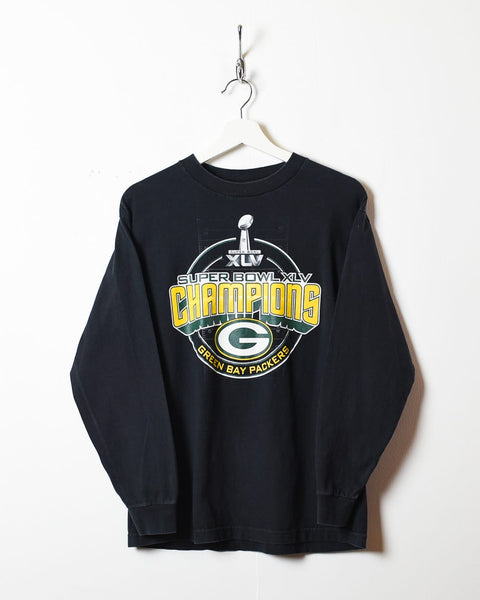 Vintage 00s Black Green Bay Packers Super Bowl XLV Champions Long Sleeved T- Shirt - Medium Cotton– Domno Vintage