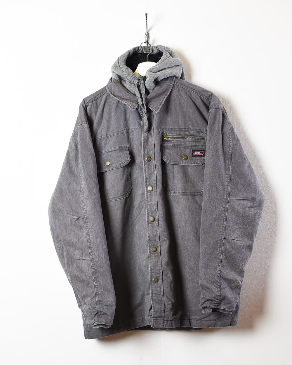 Grey Dickies Padded Fleece Hooded Overshirt Jacket - Large