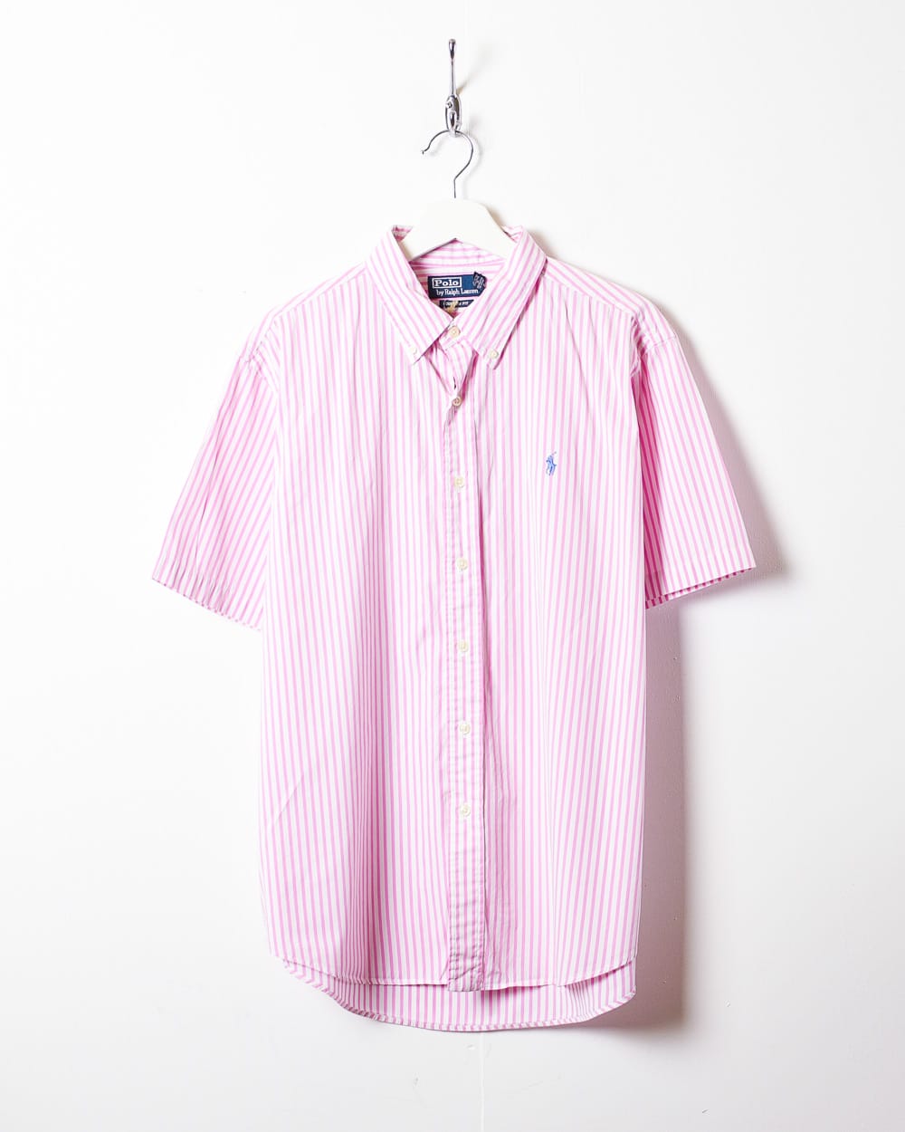 Vintage 90s Pink Polo Ralph Lauren Striped Short Sleeved Shirt - X 