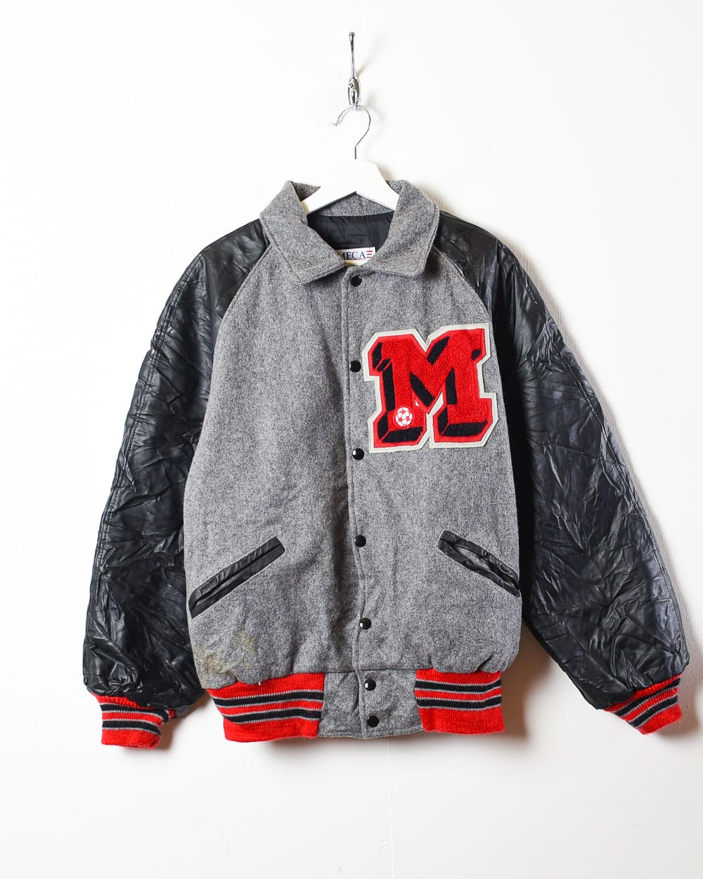 Grey Mega Sportswear Wool Varsity Jacket - Large