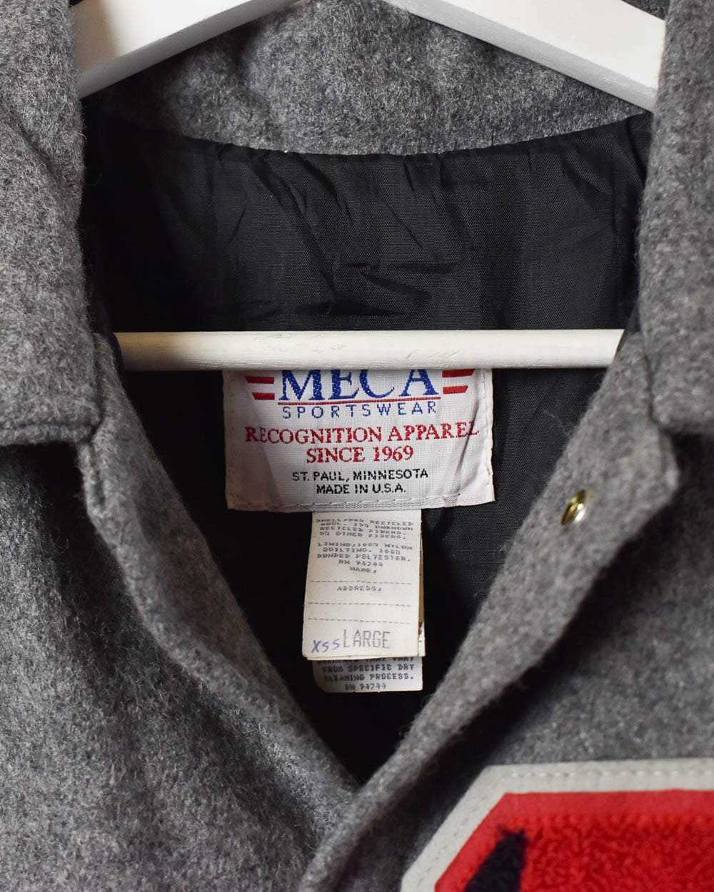Grey Mega Sportswear Wool Varsity Jacket - Large
