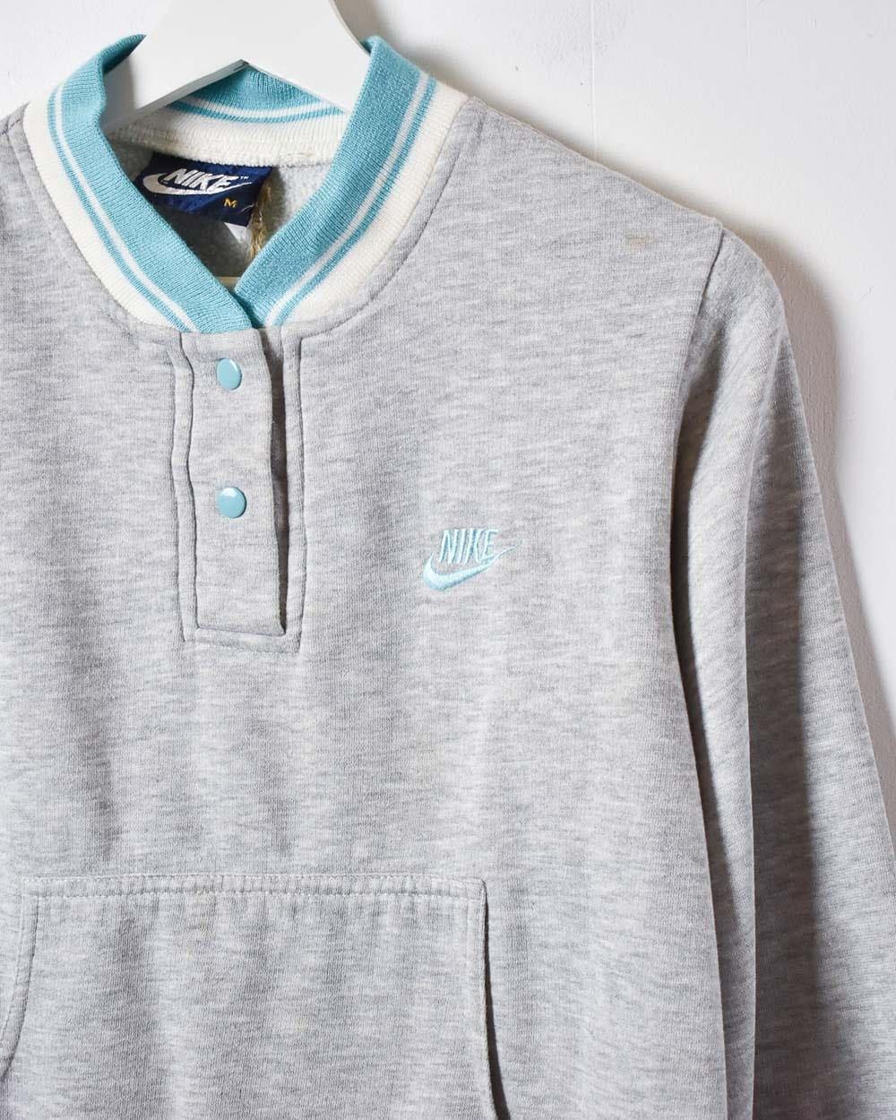 Stone Nike 1/4 Button Down 80s Sweatshirt - XX-Small