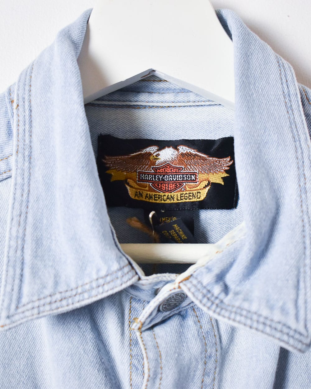 BabyBlue Harley Davidson Denim Short Sleeved Shirt - Large