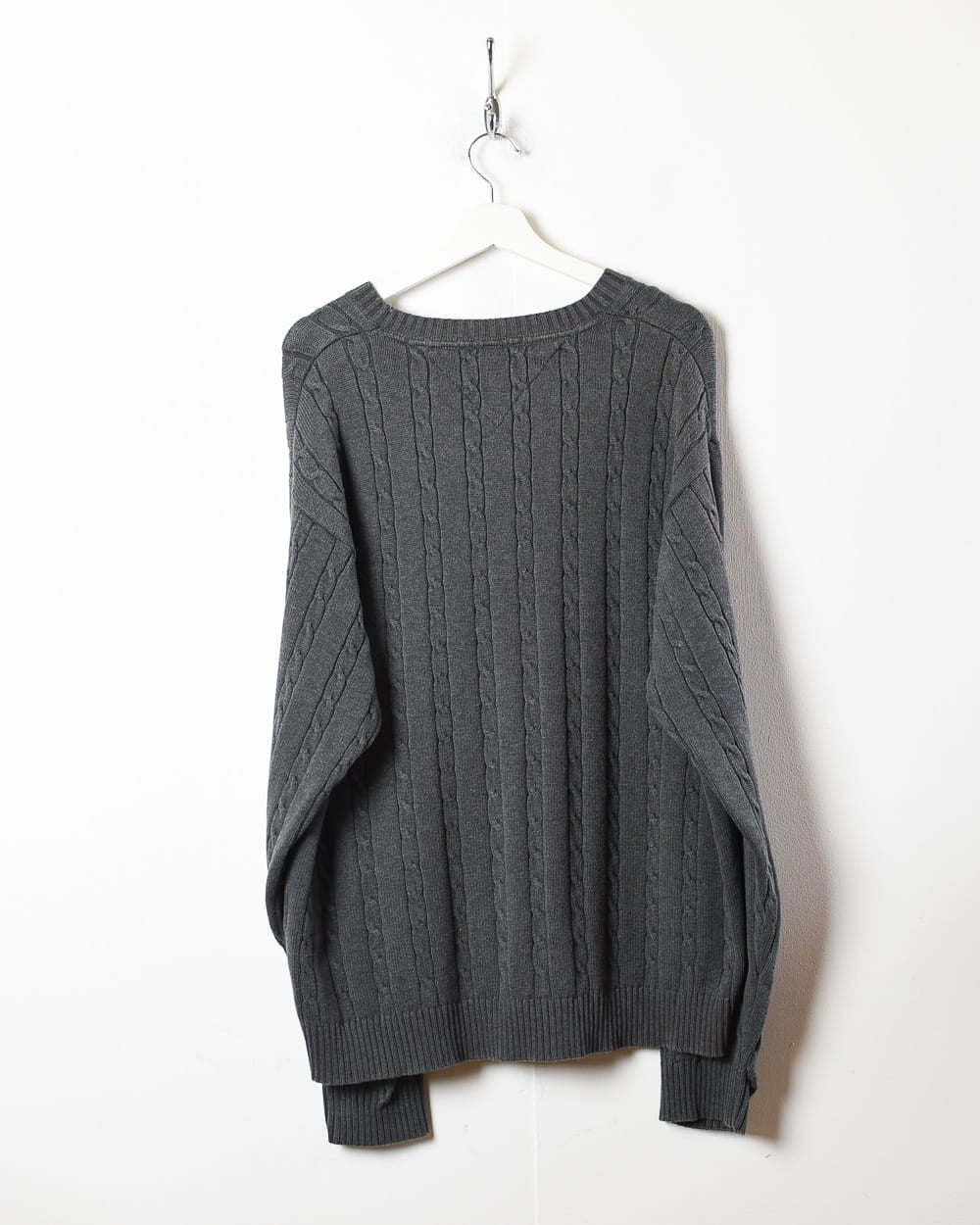Grey Tommy Hilfiger Cable Knitted Sweatshirt - X-Large