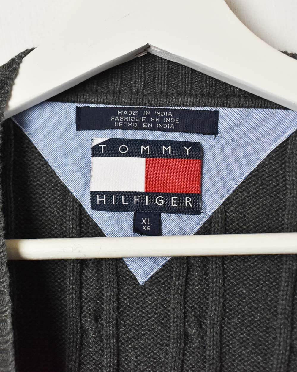 Grey Tommy Hilfiger Cable Knitted Sweatshirt - X-Large