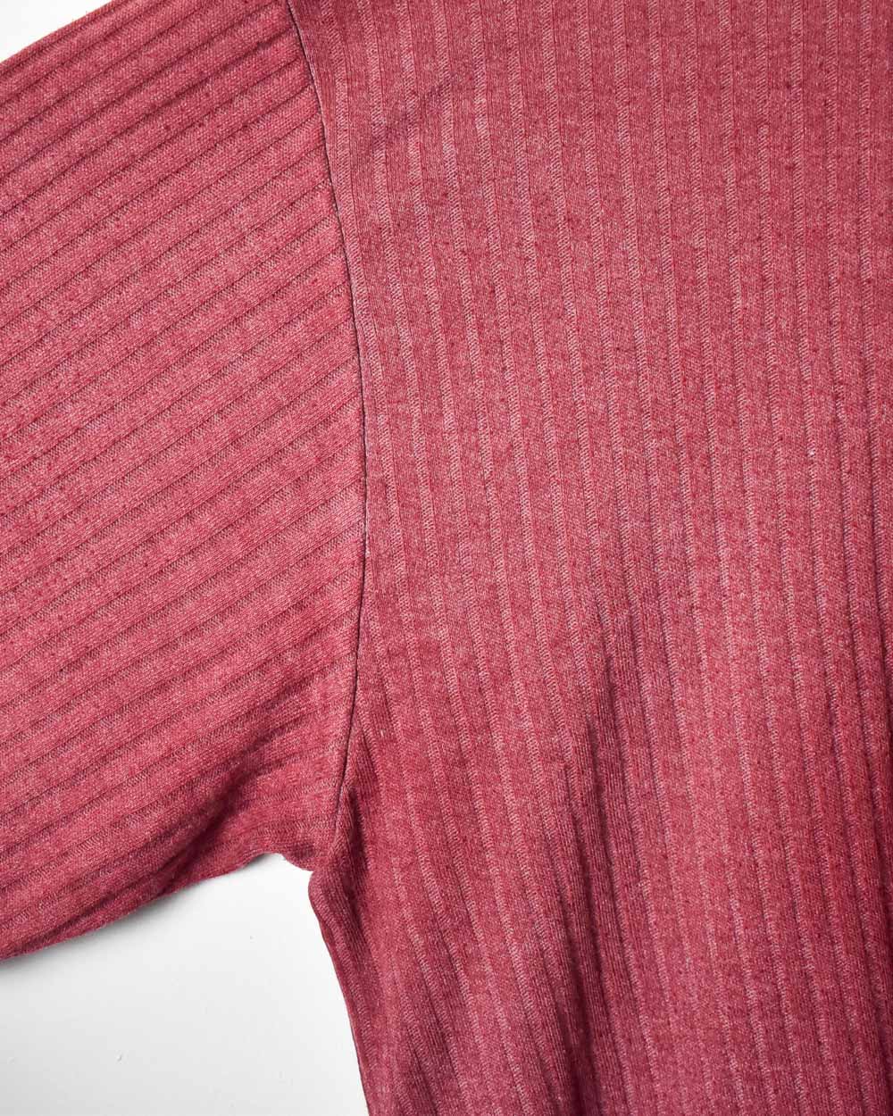 Maroon Levi's Corduroy 1/4 Button T-Shirt - Large