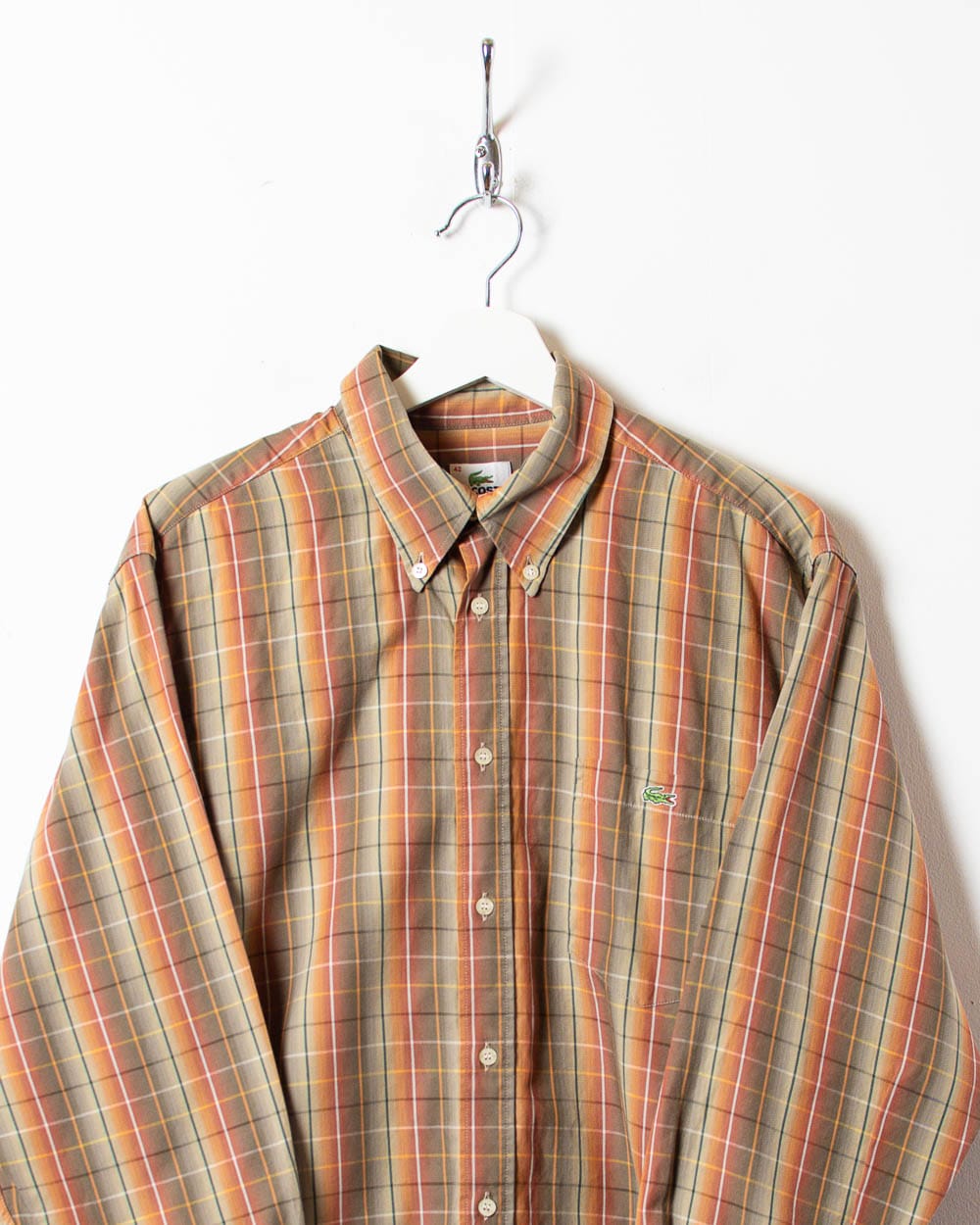 Neutral Lacoste Checked Shirt - Large