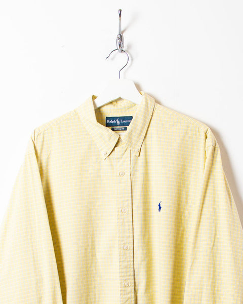 Vintage 90s Yellow Polo Ralph Lauren Checked Shirt - X-Large