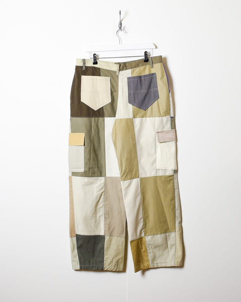 Vintage 00s Neutral Reworked Baggy Cargo Trousers - W38 L29 Cotton