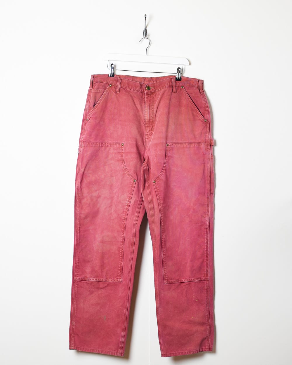 Pink Carhartt Overdyed Double Knee Carpenter Jeans - W38 L33
