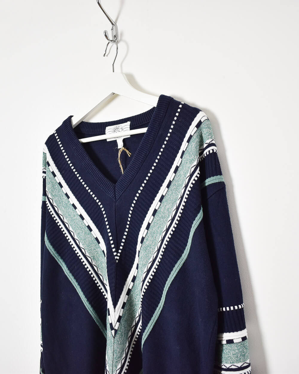 Navy Vintage Knitted Sweatshirt - Medium