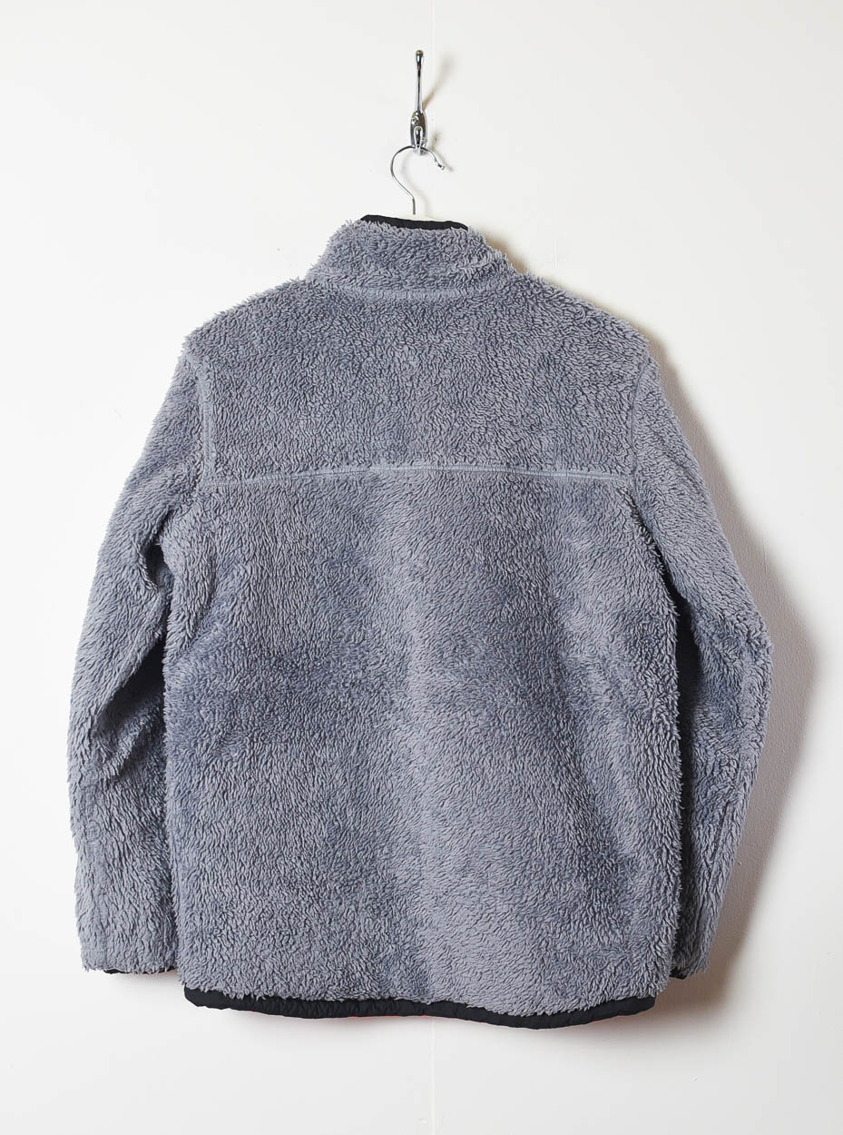 Grey The North Face Reversible Sherpa Fleece Lined Puffer Jacket - Small