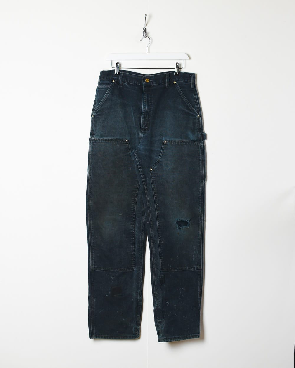 Black Carhartt Distressed Double Knee Carpenter Jeans - W34 L34