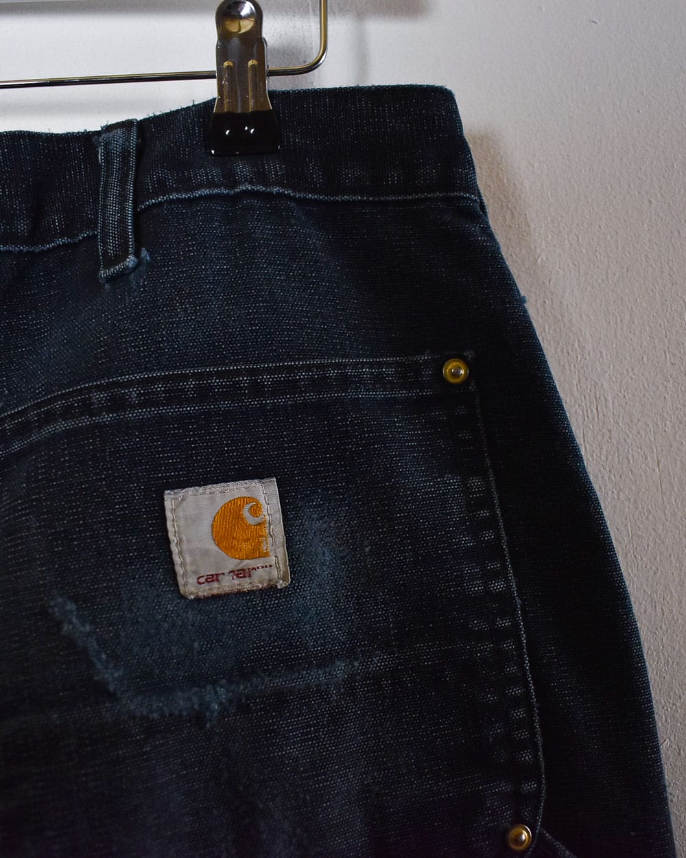 Black Carhartt Distressed Double Knee Carpenter Jeans - W34 L34