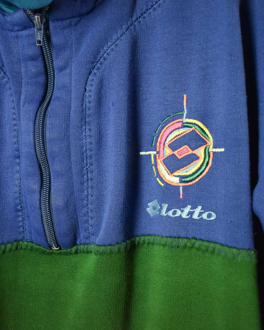 Blue Lotto Double Collar 1/4 Zip Sweatshirt - Small