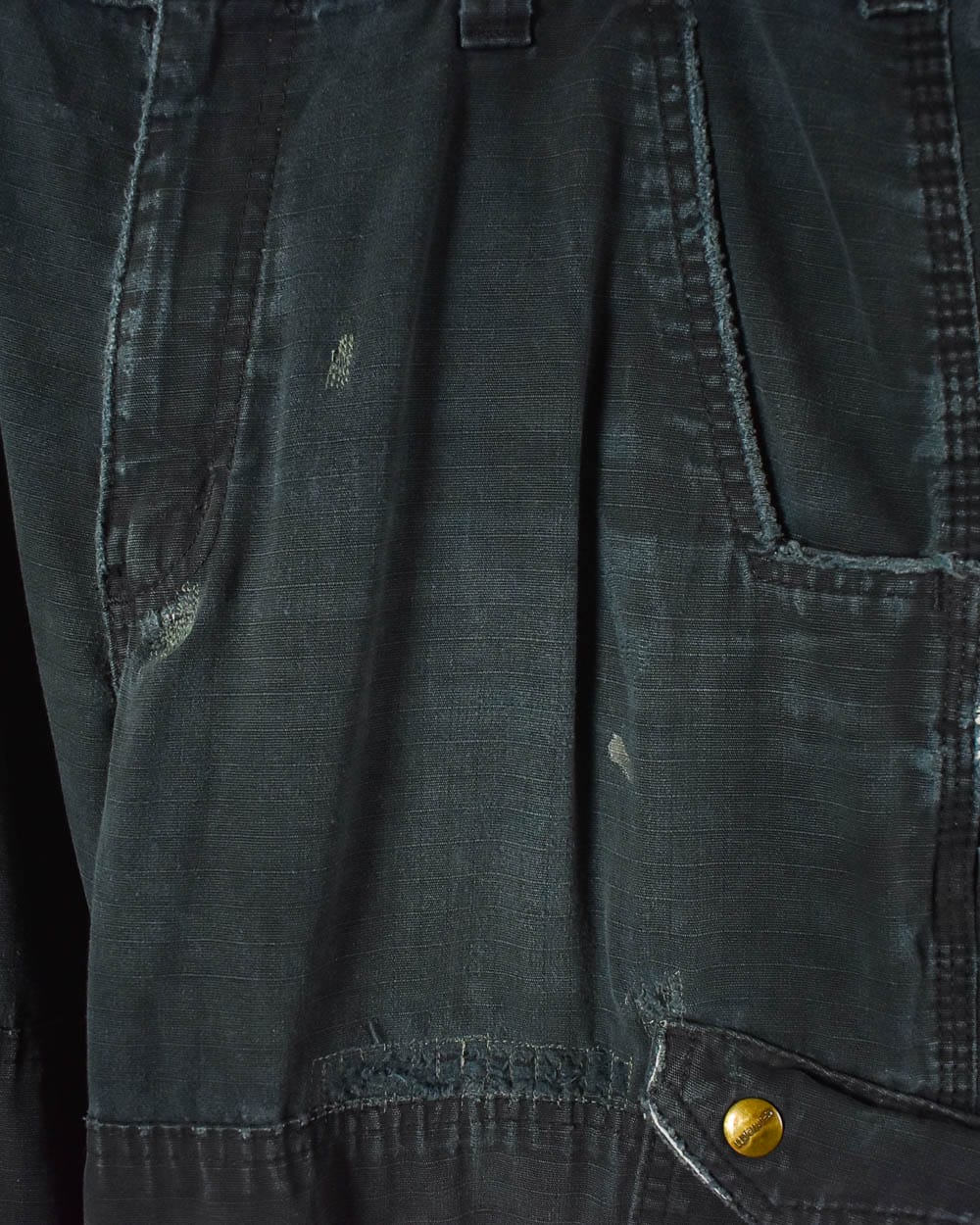 Black Carhartt Distressed Double Knee Carpenter Cargo Jeans - W32 L34