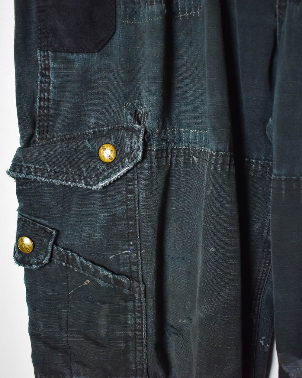 Black Carhartt Distressed Double Knee Carpenter Cargo Jeans - W32 L34