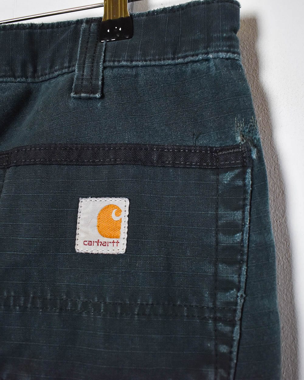 Black Carhartt Distressed Double Knee Carpenter Cargo Jeans - W32 L34