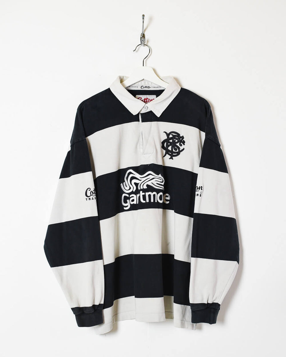 Vintage 10s+ Cotton Colour-Block Black Cotton Traders Barbarians Rugby Shirt  - XX-Large – Domno Vintage