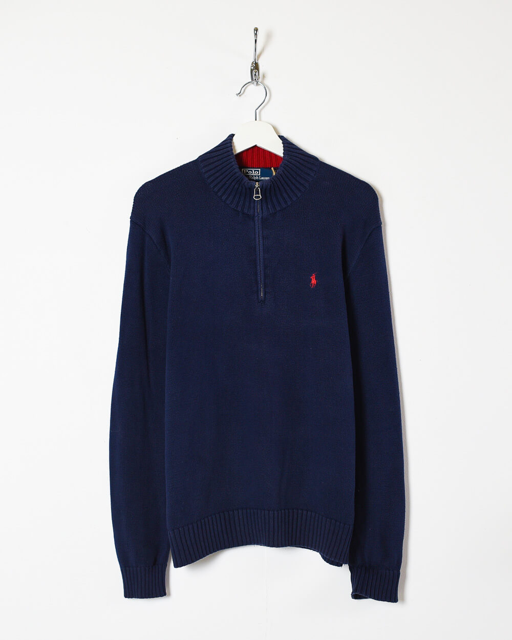 Navy Ralph Lauren 1/4 Zip Knitted Sweatshirt - Medium