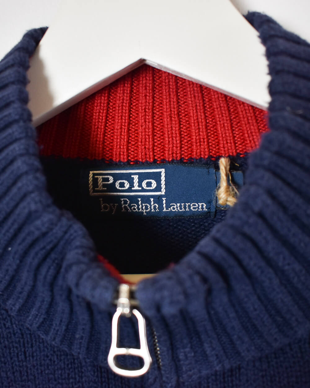 Navy Ralph Lauren 1/4 Zip Knitted Sweatshirt - Medium